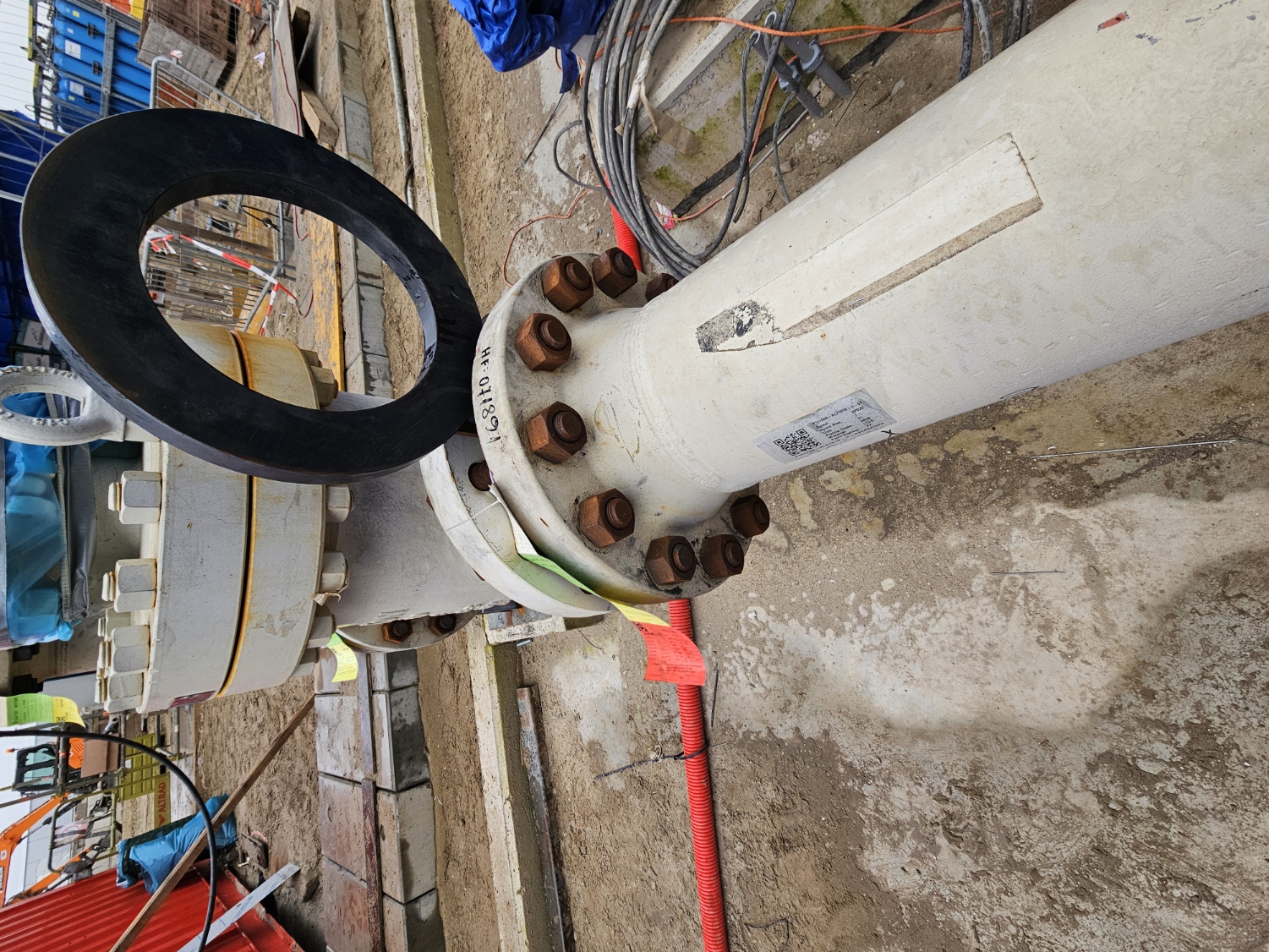 Flange koppeling detail met pakking en bouten